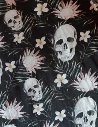 Maglietta teschio e fiori Made in Italy L