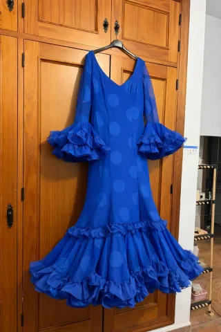 Vestido Flamenca Azul con Lunares