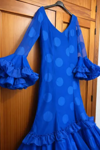 Vestido Flamenca Azul con Lunares