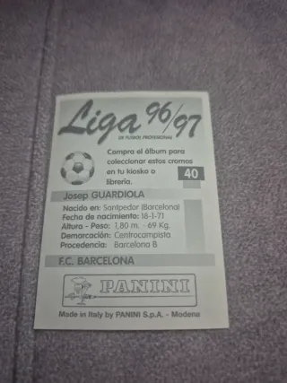 Cromos y pin Josep Guardiola F.C. Barcelona
