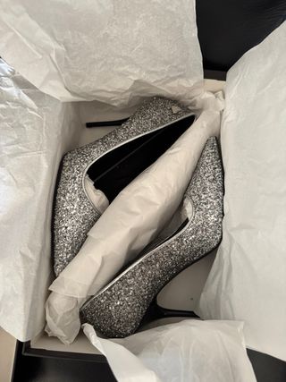 Love Moschino Sapatos Salto Alto Glitter Prata