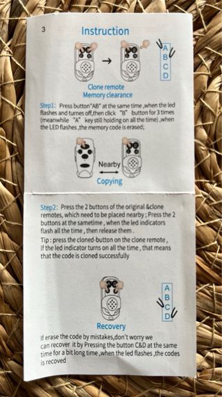 Mando Garaje Autocopia 433MHz