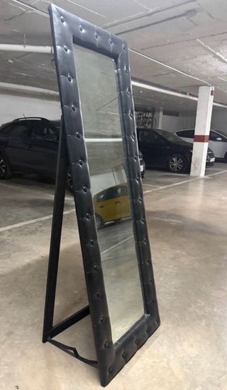 Espejo de pie tapizado negro 60x170