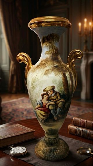 Jarrón de porcelana estilo renacentista