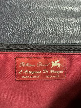 Bolso italiano de cuero auténtico azul
