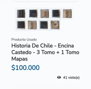Historia de chile encina castedo 3 tomos +1mapas