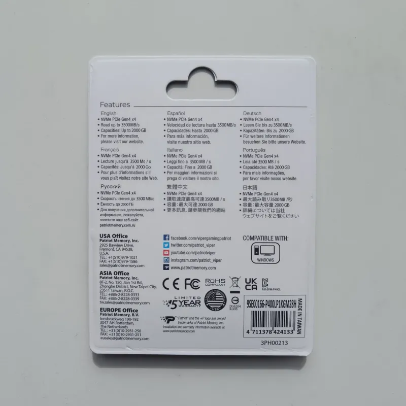SSD Patriot P400 Lite 1TB NVMe Gen4 PRECINTADO afbeelding 2