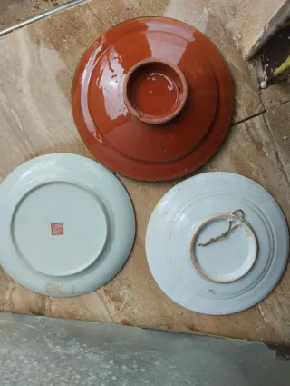 Juego de 3 Platos Decorativos Cerámica