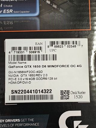 Gigabyte GeForce GTX 1650 D6 OC 4G