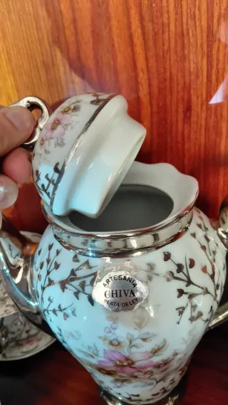 Juego CAFÉ/TÉ ARTESANÍA CHIVA - PLATA DE LEY