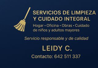 Servicio de limpieza de hogar y oficinas.