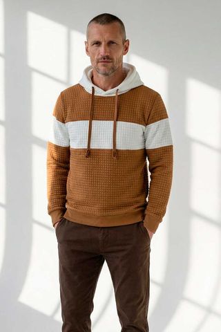 Sudadera HOOD CREW Marrón y Blanca Talla M