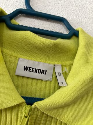 Vestido lima Weekday malha canelada