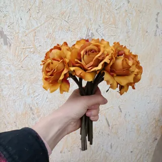 Set 10 Rose Arancioni Artificiali