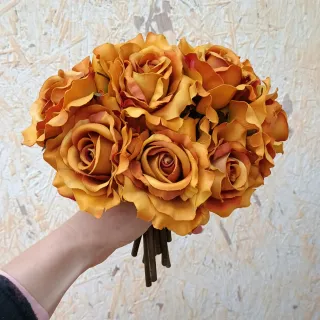 Set 10 Rose Arancioni Artificiali