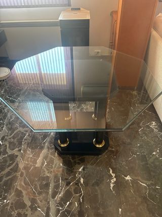 Mesa de centro cristal y metal