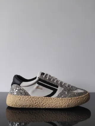 Sneakers Puraai Glitter Argento Bianco