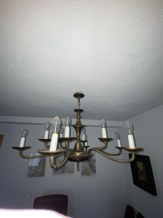 Lámpara techo antigua 6 brazos metal