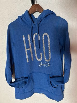 Sudadera Hollister Azul con Logo Glitter talla L