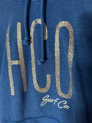 Sudadera Hollister Azul con Logo Glitter talla L