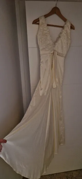 Vestido de Novia Encaje y Lazo Talla S