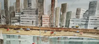 Acuarela de Benidorm - Playa de Levante.1997