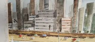 Acuarela de Benidorm - Playa de Levante.1997