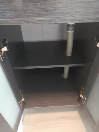 Mueble de baño auxiliar madera y cristal