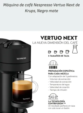 Cafetera Nespresso Vertuo Next Negra