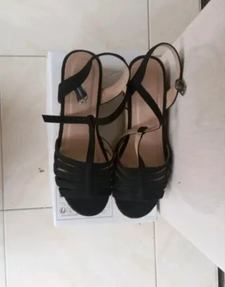 Sandalias Plataforma Esparto Negras T.37