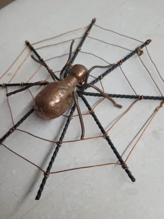 Ragno in rame su ragnatela