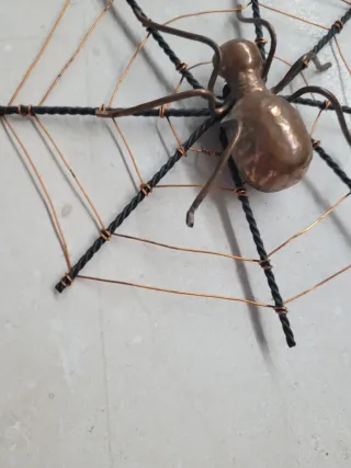 Ragno in rame su ragnatela