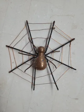 Ragno in rame su ragnatela