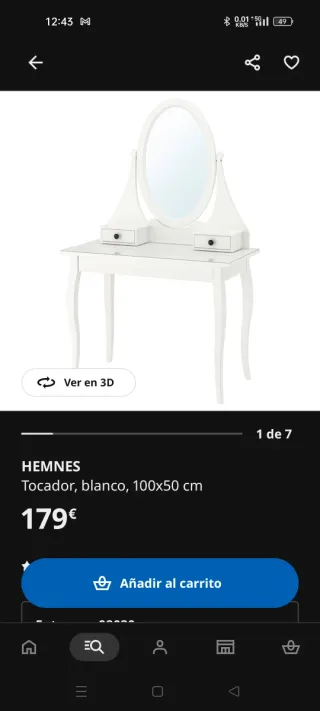 Tocador Blanco Ikea con Espejo Ovalado