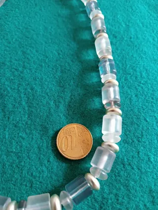 Collar vintage cuentas transparentes y plateadas