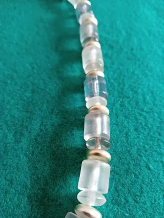 Collar vintage cuentas transparentes y plateadas