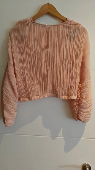 Blusa Zara Talla S Rosa Plisada