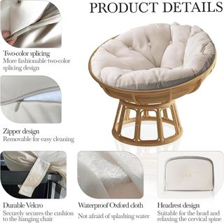 Cojín Papasan 120cm Beige/Gris