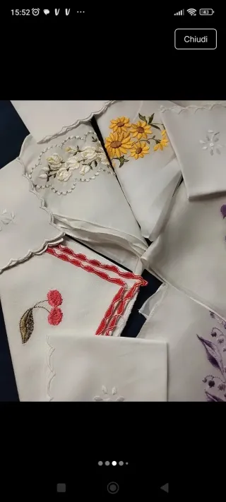 Fazzoletti vintage ricamati mai usati,