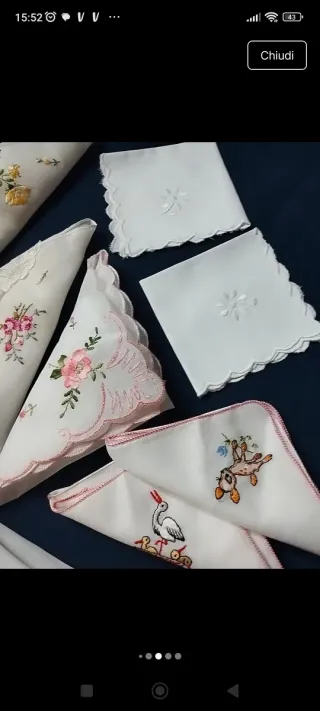Fazzoletti vintage ricamati mai usati,