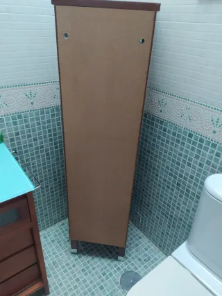 Vitrina y espejo baño madera y cristal