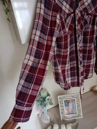 Camicia donna quadri manica accorciabile