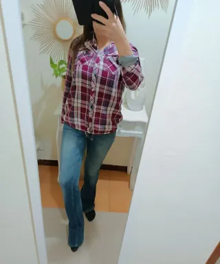 Camicia donna quadri manica accorciabile