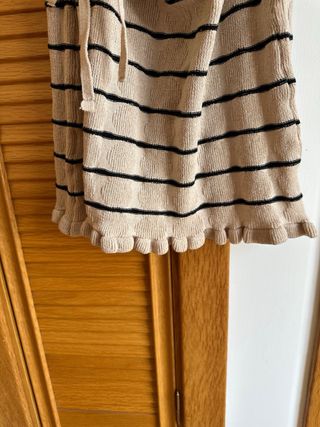 Vestido playero Pull&Bear rayas beige/negro T.XL
