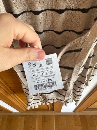 Vestido playero Pull&Bear rayas beige/negro T.XL