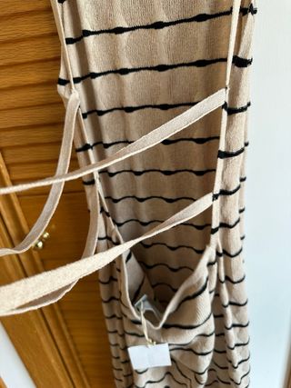 Vestido playero Pull&Bear rayas beige/negro T.XL