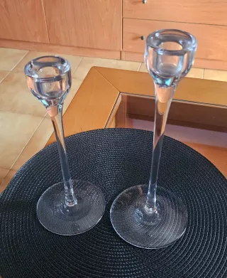 Juego de 2 Candelabros de Cristal