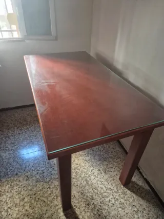 Mesa madera maciza con cristal