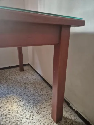 Mesa madera maciza con cristal