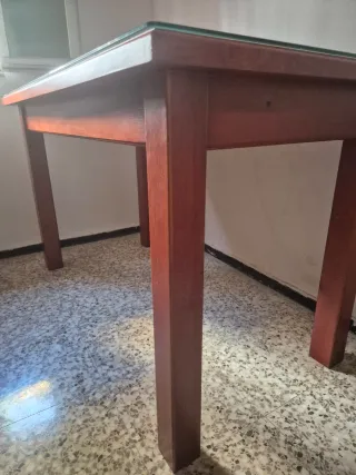 Mesa madera maciza con cristal